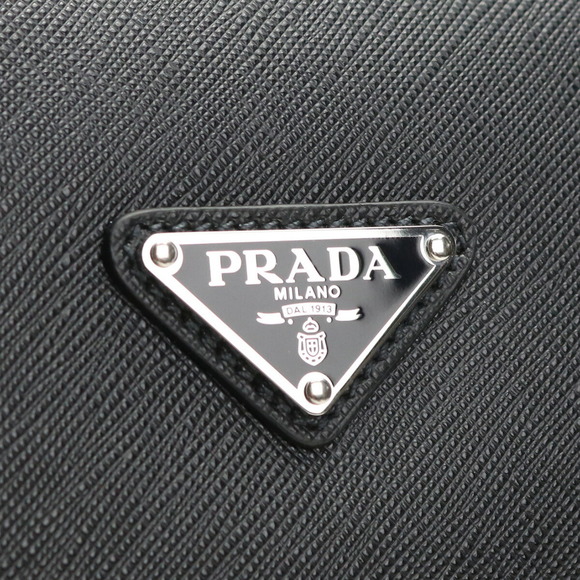 Prada Bag Briefcase Leather Black Genuine Saffiano Business - Picture 1 of 7